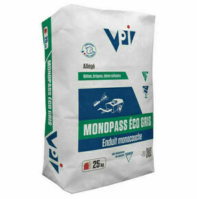 Enduit monocouche MONOPASS ECO GF gris - sac de 25kg - Gedimat.fr