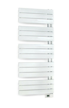 Radiateur sèche-serviettes ASYMÉTRIQUE DIGITAL Long.50cm Haut.11,9cm Ép.10cm coloris Blanc 500W - Gedimat.fr