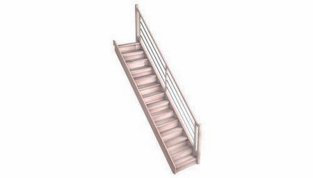 Escalier droit en hêtre lamellé collé avec rampe à lisses aluminium haut.sol à sol 2,80m - Gedimat.fr