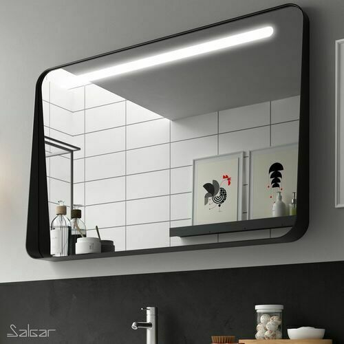 Miroir LED APOLO avec bord en finition noir mat - 100x70x11cm 