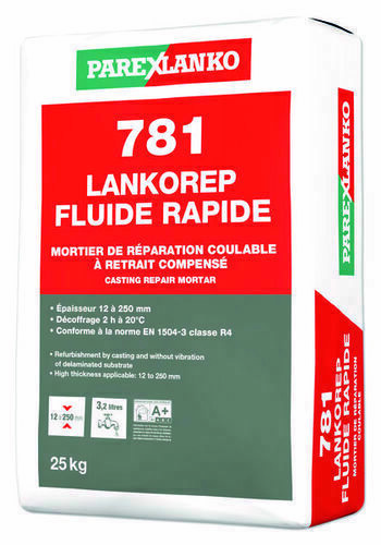 Mortier de réparation coulable - 781 Lankorep Fluide Rapide - Sac de 25 KG