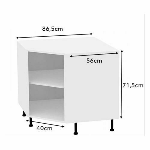 Caisson meuble bas angle 45° blanc B18 - H.71,5 x P.56 x l.86,5 cm 