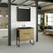 Ensemble meuble ESTATE INDUSTRIAL chêne naturel + plan vasque résine noire - 45x60x80cm - Gedimat.fr