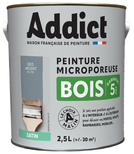 Peinture bois satine glycro ADDICT gris minral - pot de 2,5l - Gedimat.fr