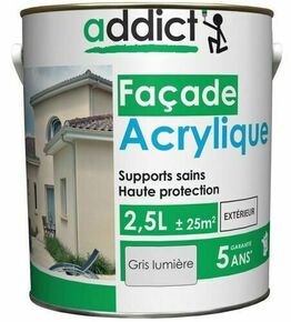 Peinture façade acrylique ADDICT gris lumière - pot de 2,5l - Gedimat.fr