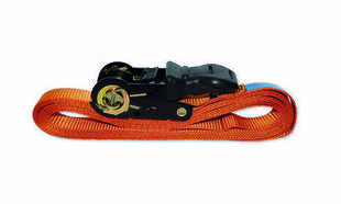 Sangle polyester avec tendeur  cliquet avec protection caoutchouc orange larg.25mm - 5m - Gedimat.fr