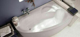 Baignoire d'angle bain-douche LADIVA JUNIOR gauche blanc - 200L- 160x100cm - Gedimat.fr