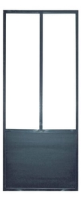 Porte suspendue Elytre avec structure acier finition métal brut verni - 204x83cm - Gedimat.fr