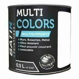 Peinture multi colors multi-supports BATIR mat blanc - pot de 0,5l - Gedimat.fr