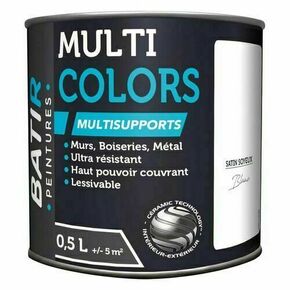 Peinture multi colors multi-supports BATIR satin blanc - pot de 0,5l - Gedimat.fr