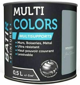 Peinture multi colors multi-supports BATIR satin gris plomb - pot de 0,5l - Gedimat.fr