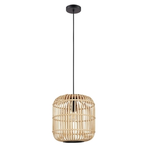 Suspension 1 E27 28W - noir bois naturel - Gedimat.fr