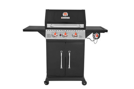 Barbecue gaz 3 brûleurs + 1 brûleur latéral PERTH Noir - Gedimat.fr