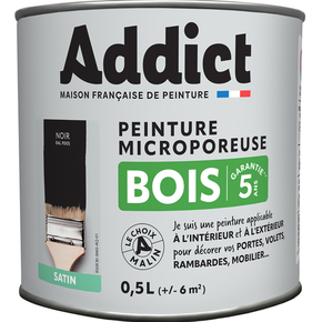 Peinture bois satine glycro ADDICT noir - pot de 0,5l - Gedimat.fr