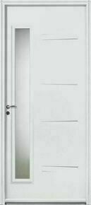 Porte d'entre acier AKITA 20 blanc vitrage feuillet sabl affleurant droit poussant - 215x90cm dormant 120mm monobloc - Gedimat.fr
