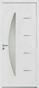 Porte d'entrée acier CEDOUSA 20 blanc vitrage feuilleté sablé affleurant droit poussant - 215x90cm - Gedimat.fr