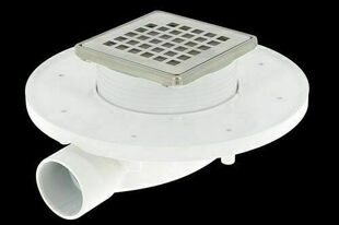 Siphon PVC avec cadre et grille inox 304 sortie horizontale - 10x10cm - Gedimat.fr