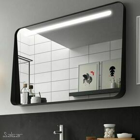 Miroir LED APOLO avec bord en finition noir mat - 100x70x11cm - Gedimat.fr