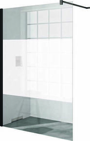 Paroi de douche fixe DESIGN PURE verre 6mm sérigraphié avec profilés noir - 200x100cm - Gedimat.fr