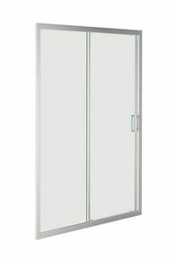 Porte de douche coulissante 2 volets verre 5mm transparent avec profilés silver mat - 190x120cm - Gedimat.fr