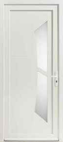 Porte d'entre PVC blanc MILKY 1 vitrage opale feuillet sabl droit poussant - 215x90cm - Gedimat.fr