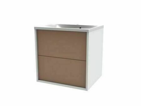 Ensemble meuble ASTER rose nude + plan vasque en résine blanc - 50x60,5x60cm - Gedimat.fr