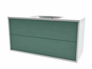 Ensemble meuble ASTER vert fjord + plan vasque en résine blanc - 50x60,5x120cm - Gedimat.fr