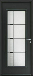 Porte d'entre acier NAPALI gris double vitrage dcoratif P2A gauche poussant - 215x90cm - Gedimat.fr