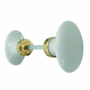 Bouton double ovale porcelaine blanc/laiton poli - Gedimat.fr