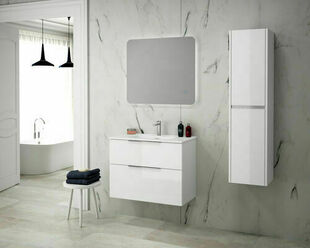 Ensemble meuble ESTATE COMET blanc brillant + plan vasque céramique gain de place blanc - 45x60x60cm - Gedimat.fr