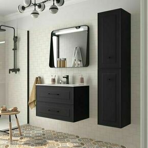 Ensemble meuble RENOIR noir + plan vasque blanc - 54x46x60cm - Gedimat.fr