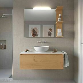 Ensemble meuble MOMENT chêne naturel 1 tiroir + plan vasque - 45x100x36cm - Gedimat.fr