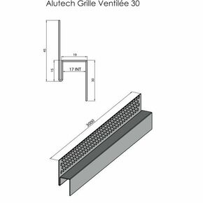 Grille ventille ALUTECH - 30 x 19 mm L.3 m - gris perle / bouleau rustique - Gedimat.fr