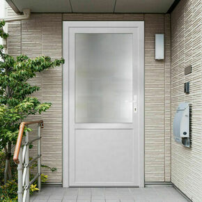 Porte de service PVC BIZERTE blanc vitre sans croisillon droit poussant - 200x80cm dormant 60mm - Gedimat.fr