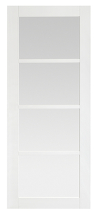 Porte seule JAZZ bois exotique finition pr-peint blanc avec vitrage dpoli pos - 204 x 93 cm - Gedimat.fr