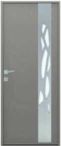 Porte d'entre aluminiun ROCA gris 907 triple vitrage dcor alu droit poussant - 215x90cm - Gedimat.fr