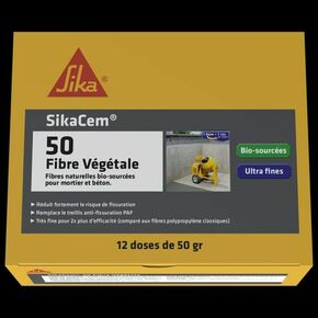 Fibre bio-source antifissuration SIKACEM 50 - 12 doses - Gedimat.fr