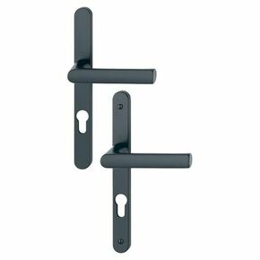 Ensemble de poignes pour portes fentres avec plaque troite HAMBURG alu noir mat cl I 68-77mm - Gedimat.fr