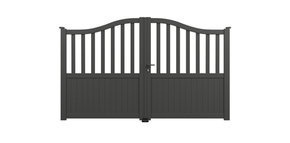 Portail battant CLEOPHEE alu gris anthracite structur - h.1,60/1,80 x l.3,56 m - Gedimat.fr