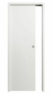Porte coulissante pleine BERING dcor blanc - 204 x 93 cm - serrure  condamnation - Gedimat.fr