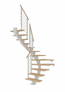 Escalier modulaire 1/2 tournant HAMBURG blanc marches htre - Gedimat.fr