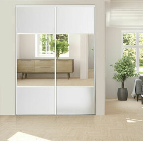 Porte de placard coulissante avec miroir - 250 x 90 cm - blanc - Gedimat.fr