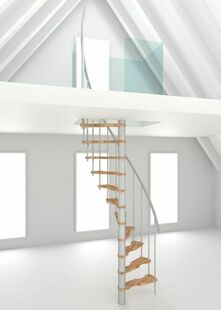 Escalier hlicodal SUONO SMART acier blanc marche htre laqu - trmie 140 x 65 cm - Gedimat.fr