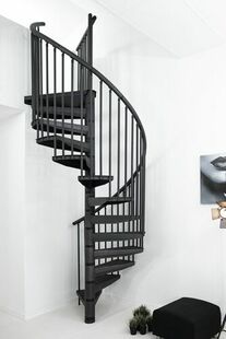 Escalier hlicodal RONDO COLOR acier gris anthracite marches alu gris - 160 cm - Gedimat.fr