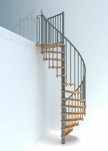 Escalier hlicoidal BERLIN acier gris marches htre verni - 140 cm - Gedimat.fr