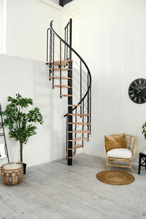 Escalier hlicodal VENEZIA SMART acier noir marches htre - 160 cm - Gedimat.fr