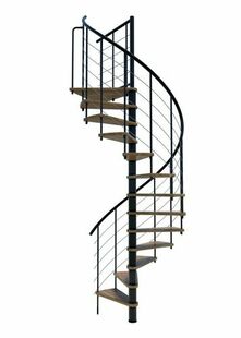 Escalier hlicodal VENEZIA SMART acier noir marches chne - 160 cm - Gedimat.fr