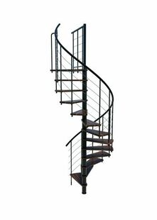 Escalier hlicodal VENEZIA SMART acier noir marches htre teint noyer - 160 cm - Gedimat.fr