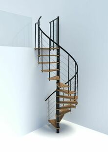 Escalier hlicodal VENEZIA SMART acier noir marches htre laqu blanc - 160 cm - Gedimat.fr