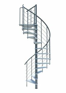 Escalier hlicodal VENEZIA SMART acier gris marches htre laqu blanc - 160 cm - Gedimat.fr